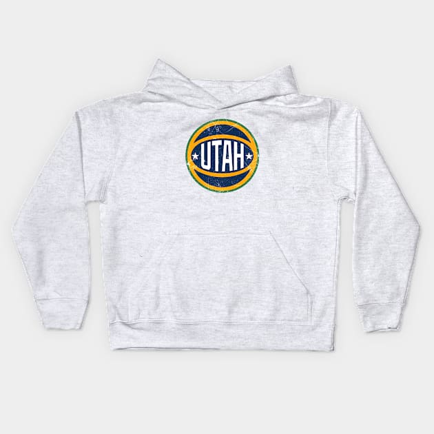 Utah Retro Ball - White Kids Hoodie by KFig21